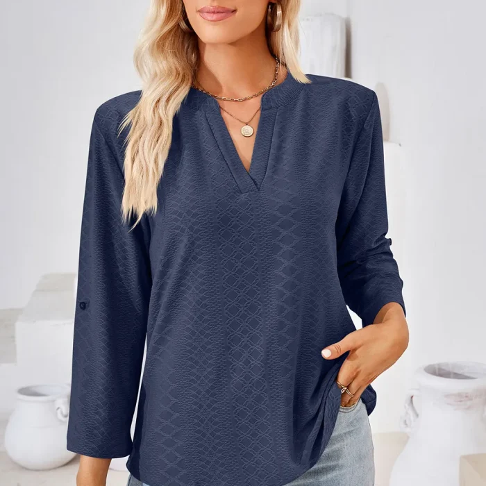Notched Roll-Tab Sleeve T-Shirt